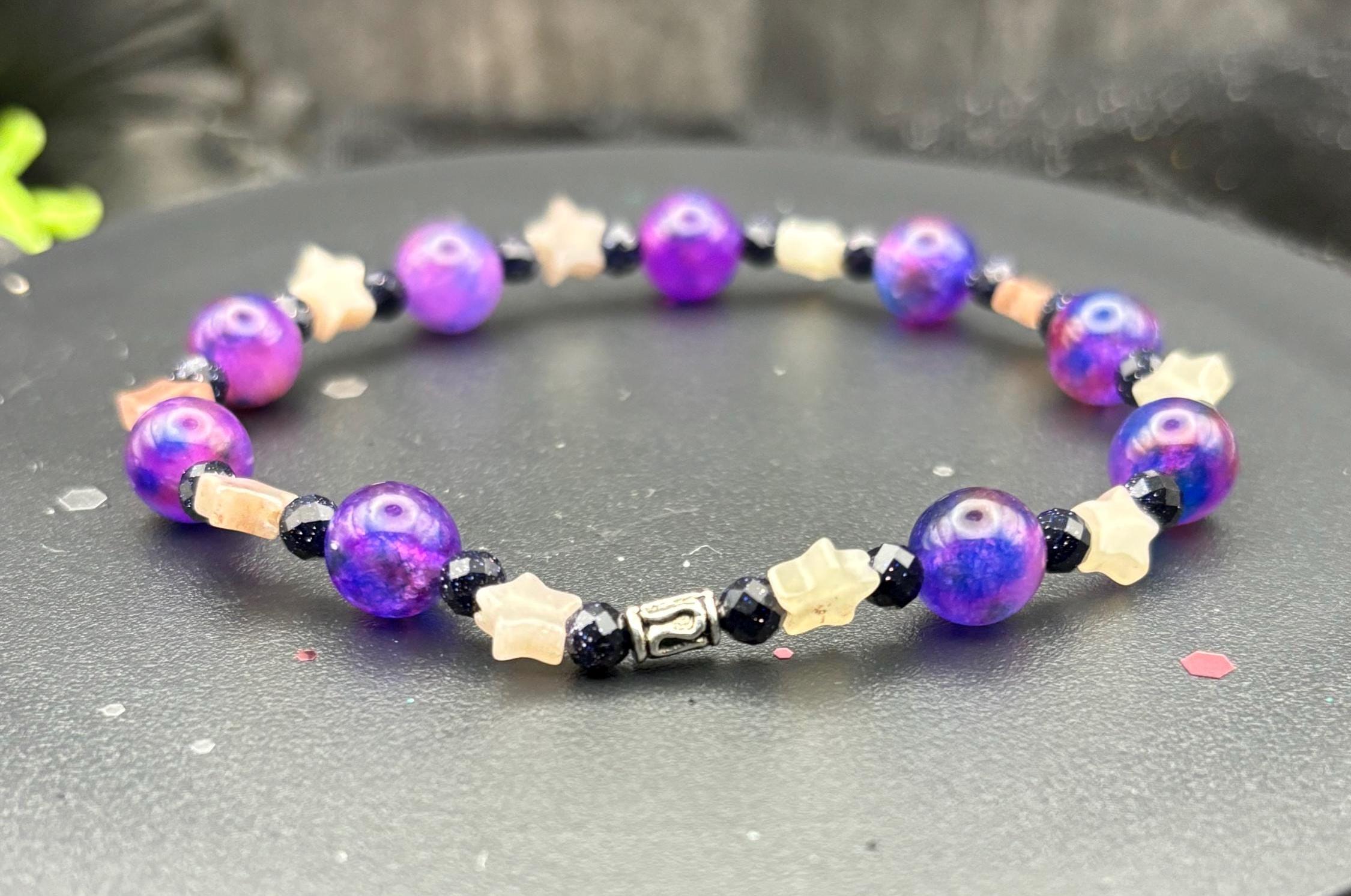 Witchcore Gemstone Bracelet Duo: Tiger's Eye, Sandstone & Strawberry Quartz