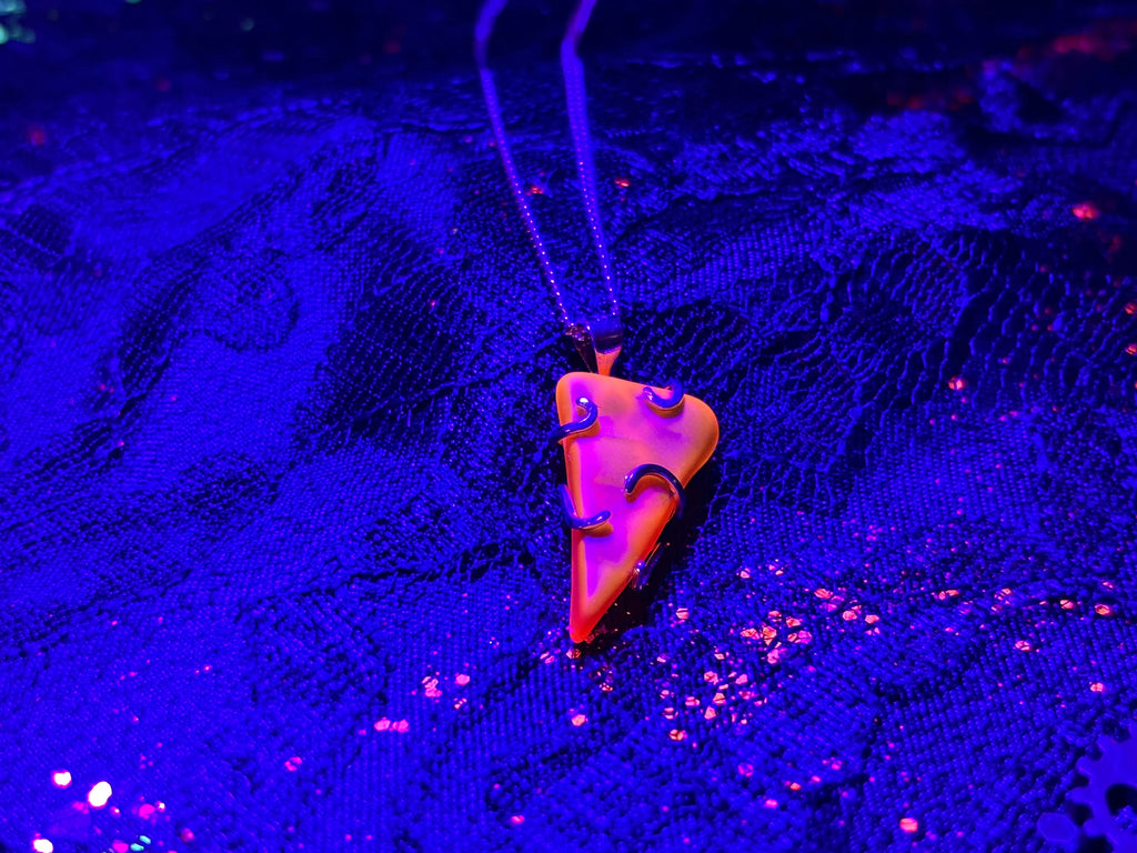 Barely Cursed Claw Pendant – Glowing Orange Cadmium Glass in Sterling Setting