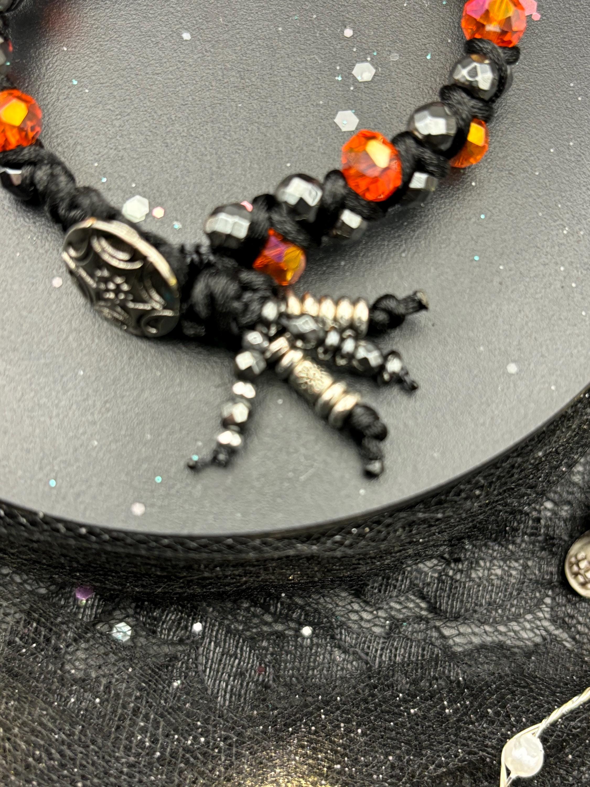 nfernal Glow – Braided Hematite and Crystal Glass Bead Bracelet