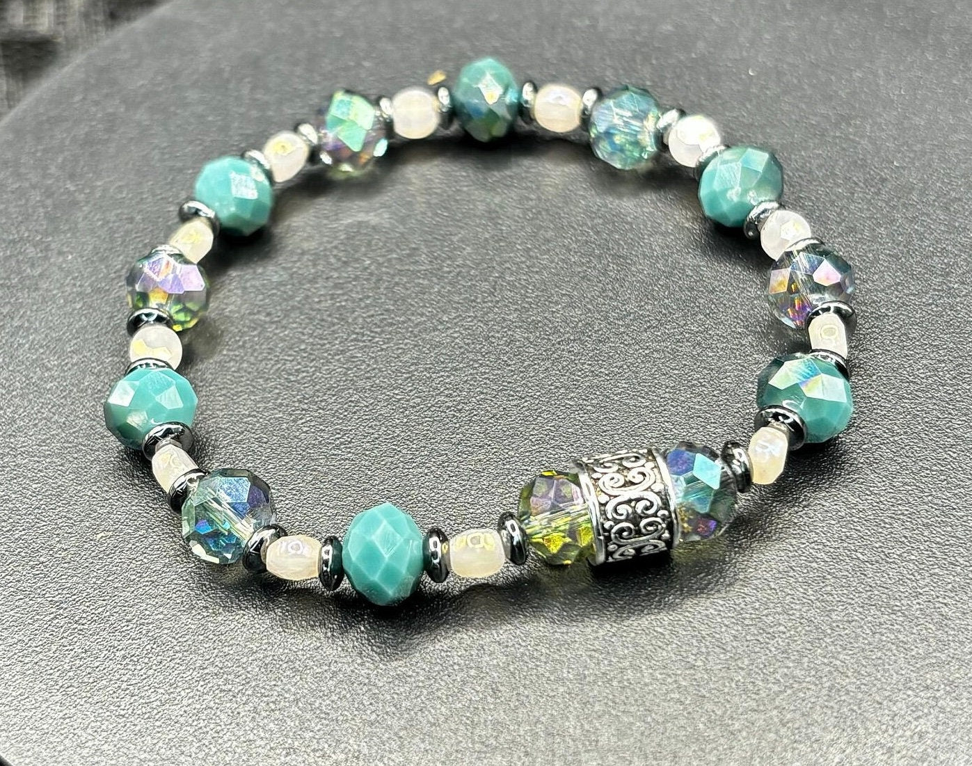 Twilight Tide- Hematite & Crystal Glass Bracelet Set