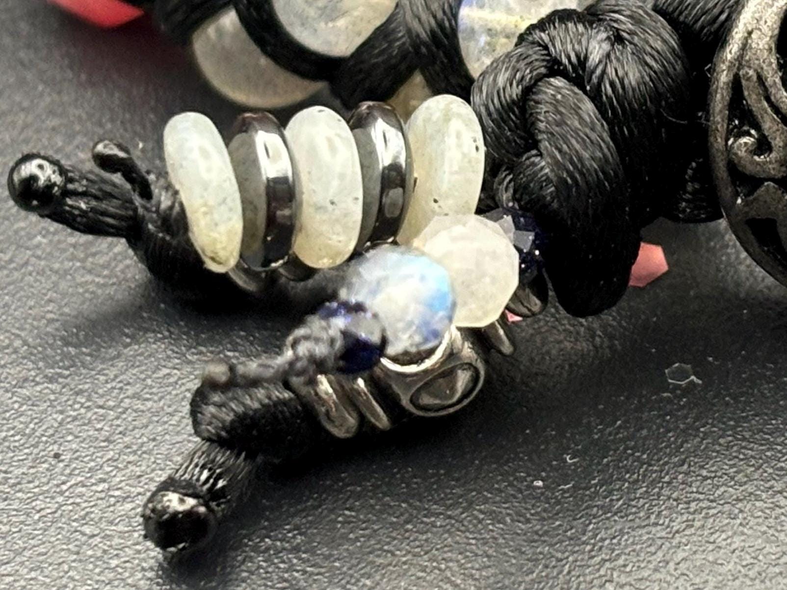 Rainbow Agate Labradorite Macrame Bracelet: LGBTQ+ Pride Jewelry
