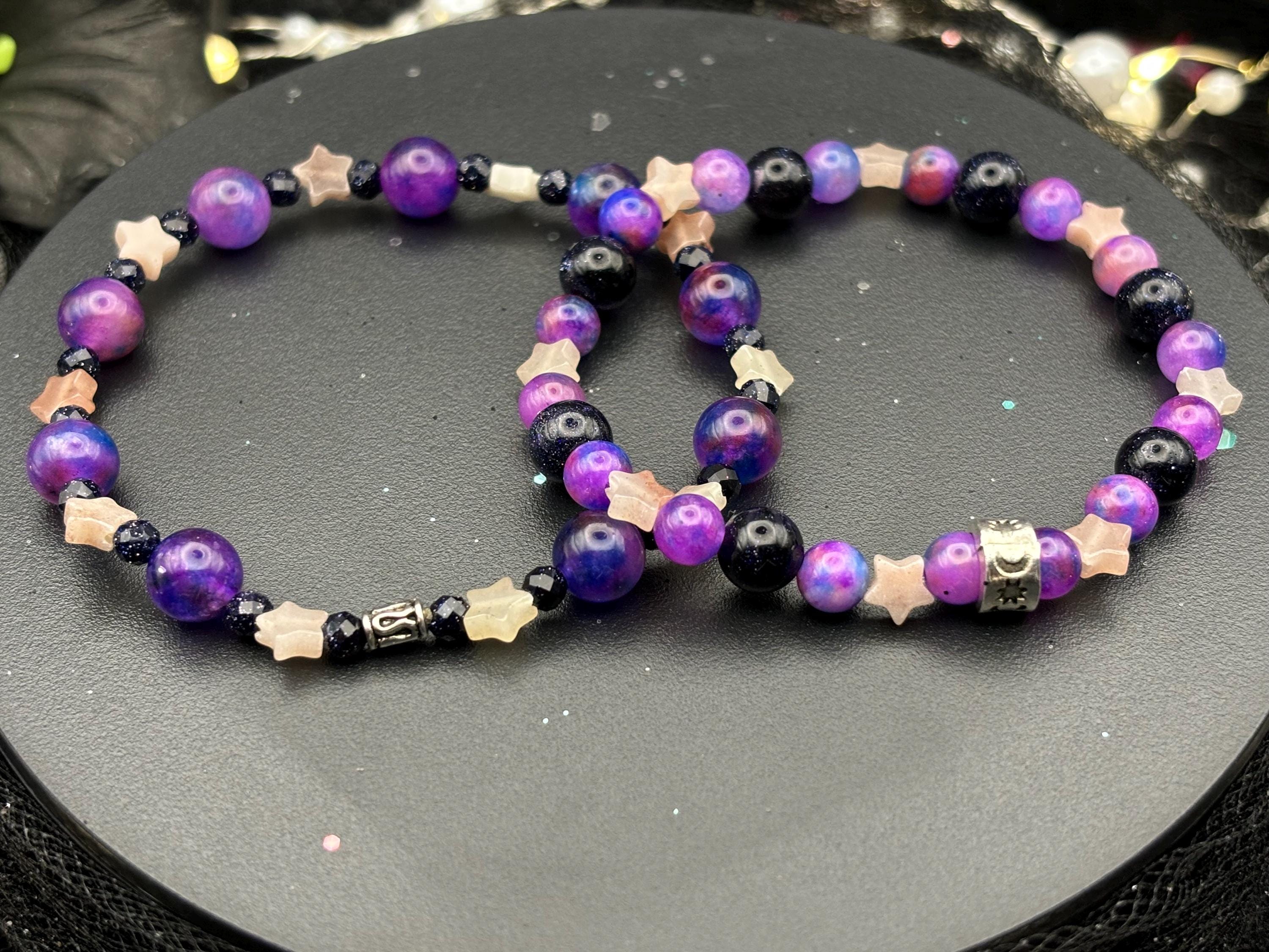 Witchcore Gemstone Bracelet Duo: Tiger's Eye, Sandstone & Strawberry Quartz