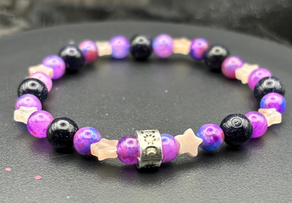 Witchcore Gemstone Bracelet Duo: Tiger's Eye, Sandstone & Strawberry Quartz
