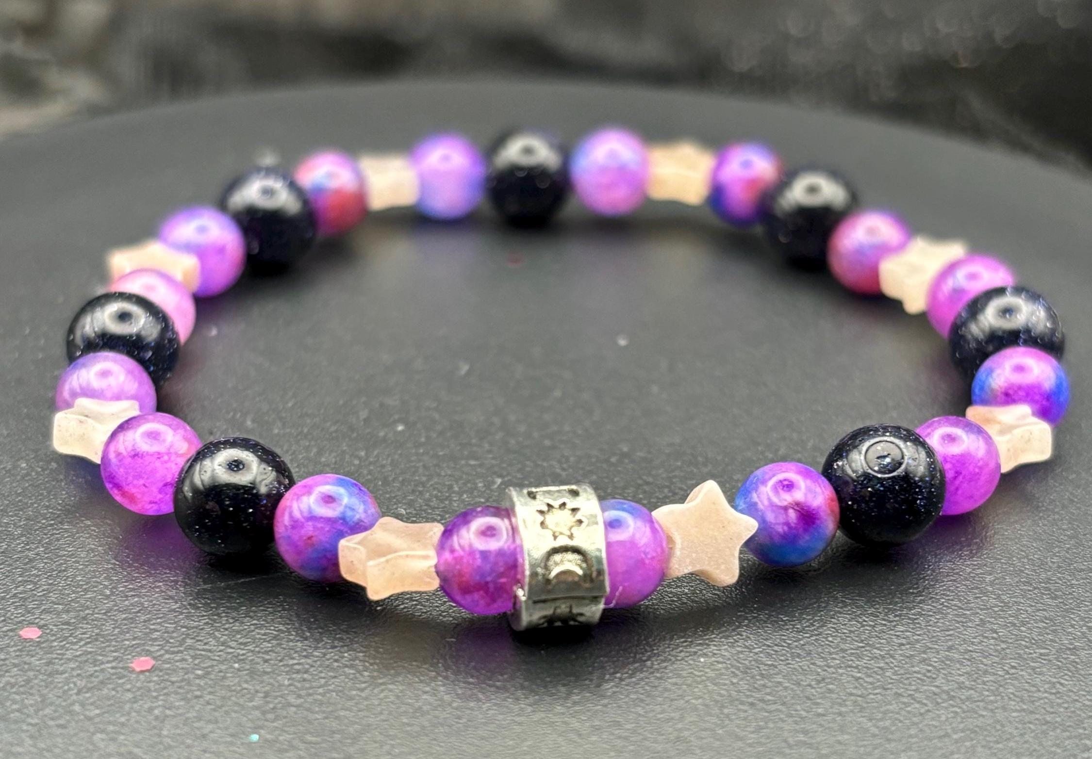 Witchcore Gemstone Bracelet Duo: Tiger's Eye, Sandstone & Strawberry Quartz