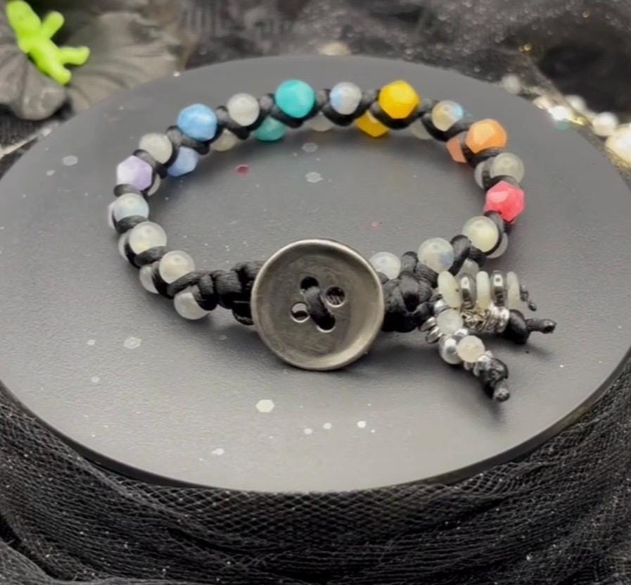 Rainbow Agate Labradorite Macrame Bracelet: LGBTQ+ Pride Jewelry