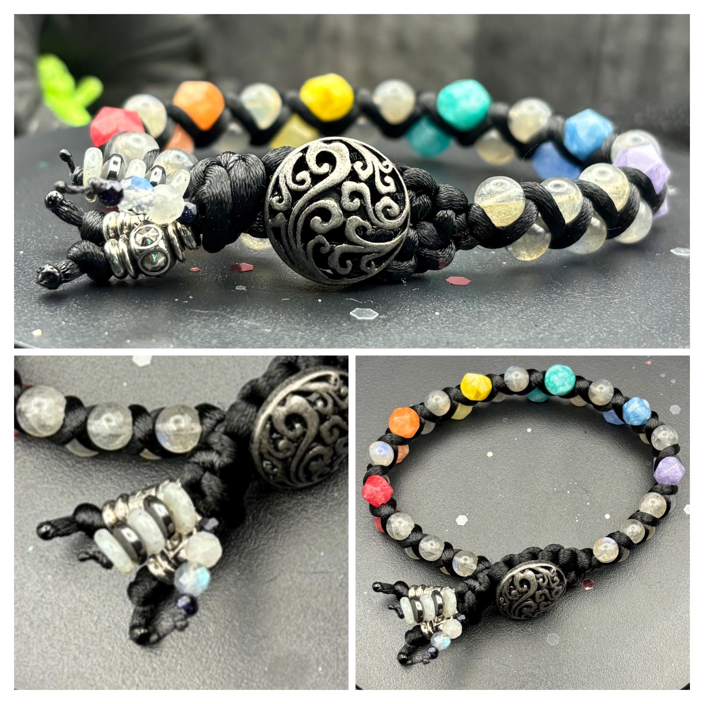 Rainbow Agate Labradorite Macrame Bracelet: LGBTQ+ Pride Jewelry