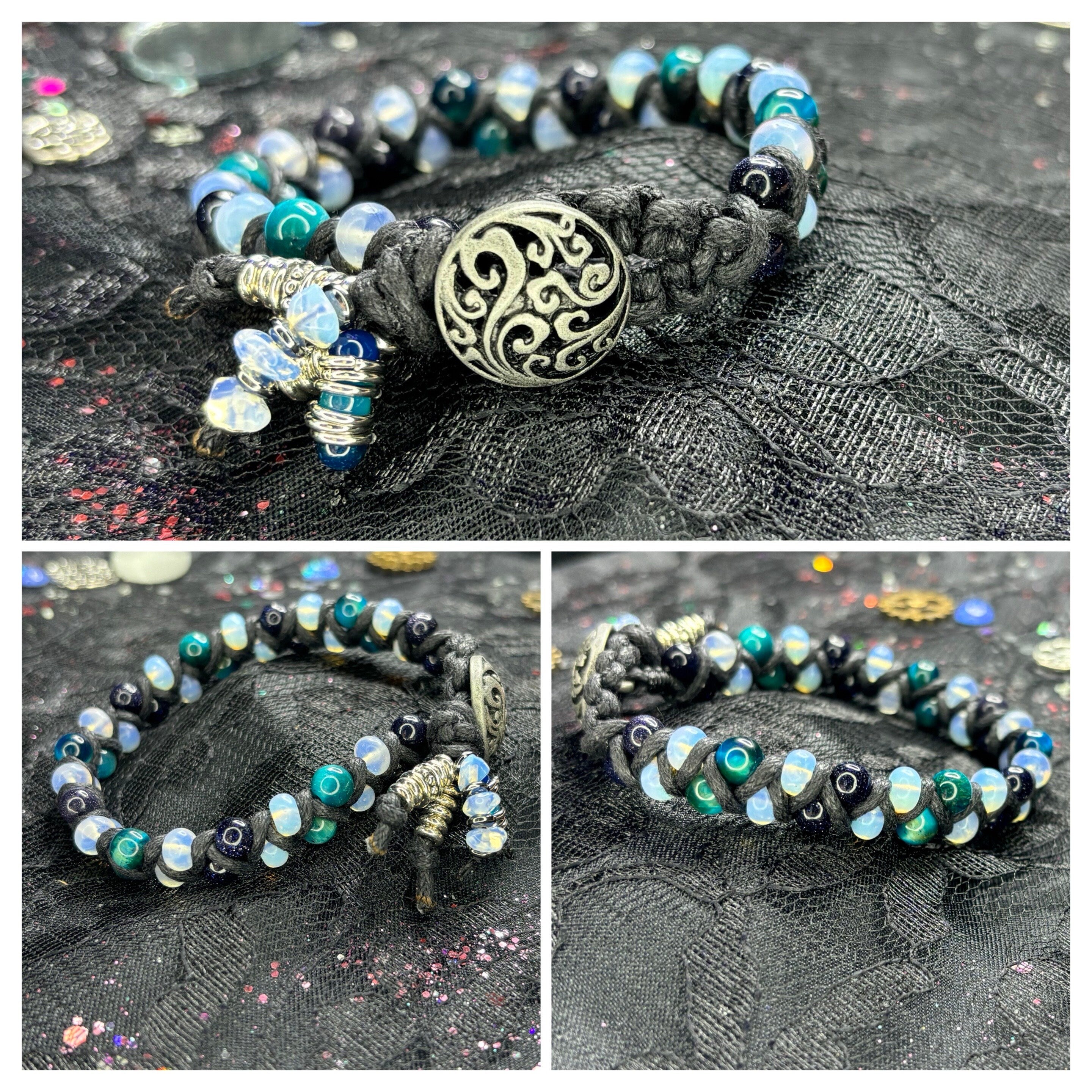 Barely Cursed Bracelet – Opaline Glow with Blue Tiger’s Eye & Purple Sandstone