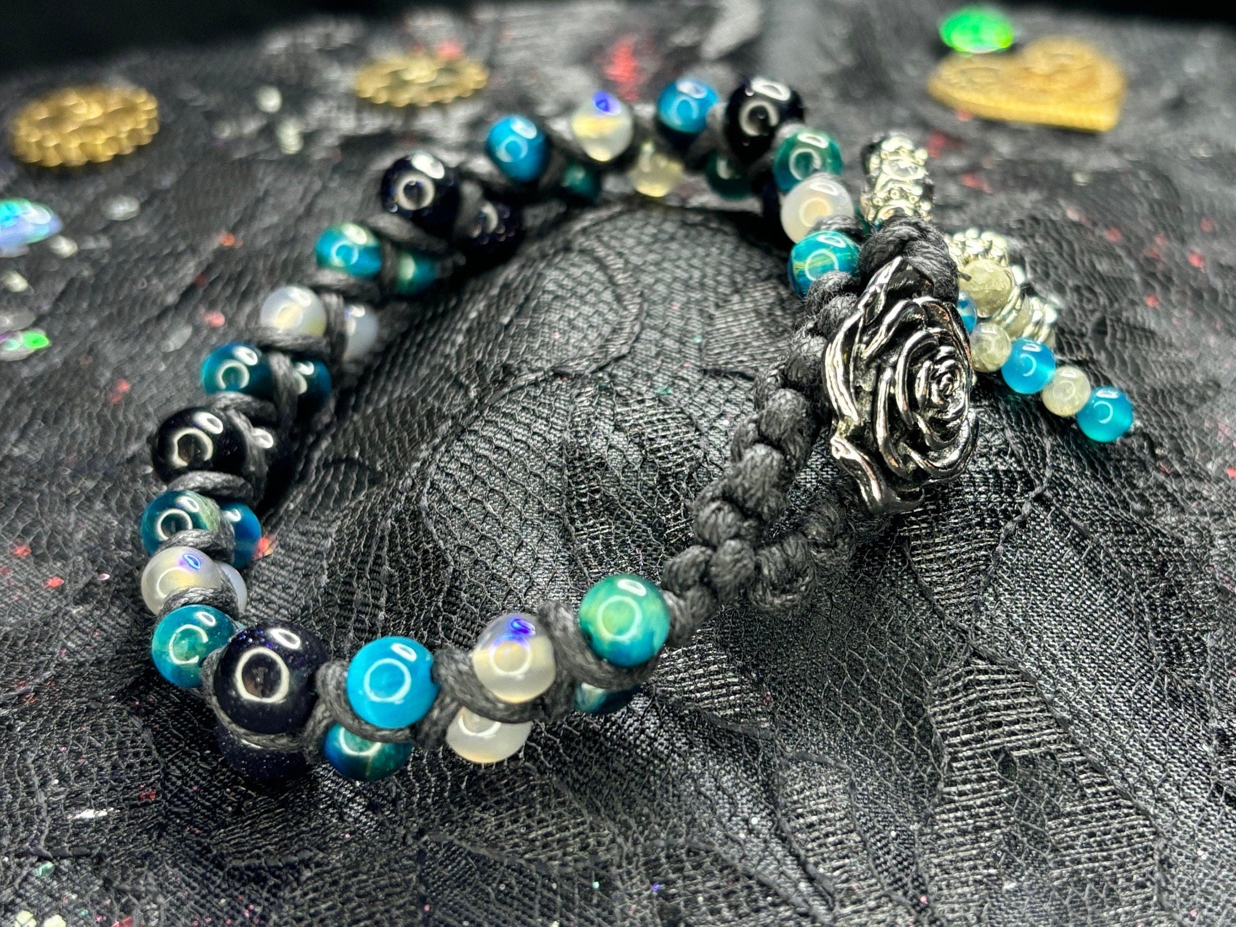 Macrame Gemstone Bracelet: Blue Tiger Eye, Labradorite & Sandstone