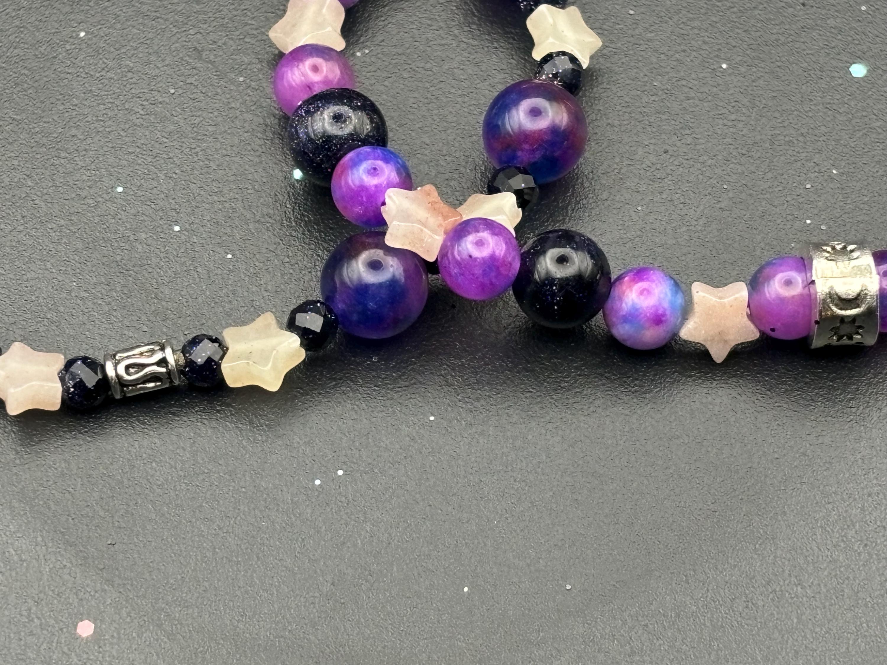 Witchcore Gemstone Bracelet Duo: Tiger's Eye, Sandstone & Strawberry Quartz